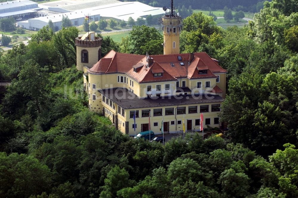 Luftaufnahme Görlitz - Bauwerk des Aussichtsturmes Landeskrone in Görlitz im Bundesland Sachsen, Deutschland