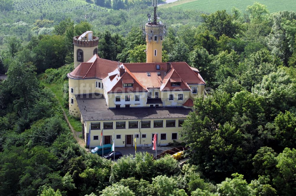 Luftbild Görlitz - Bauwerk des Aussichtsturmes Landeskrone in Görlitz im Bundesland Sachsen, Deutschland