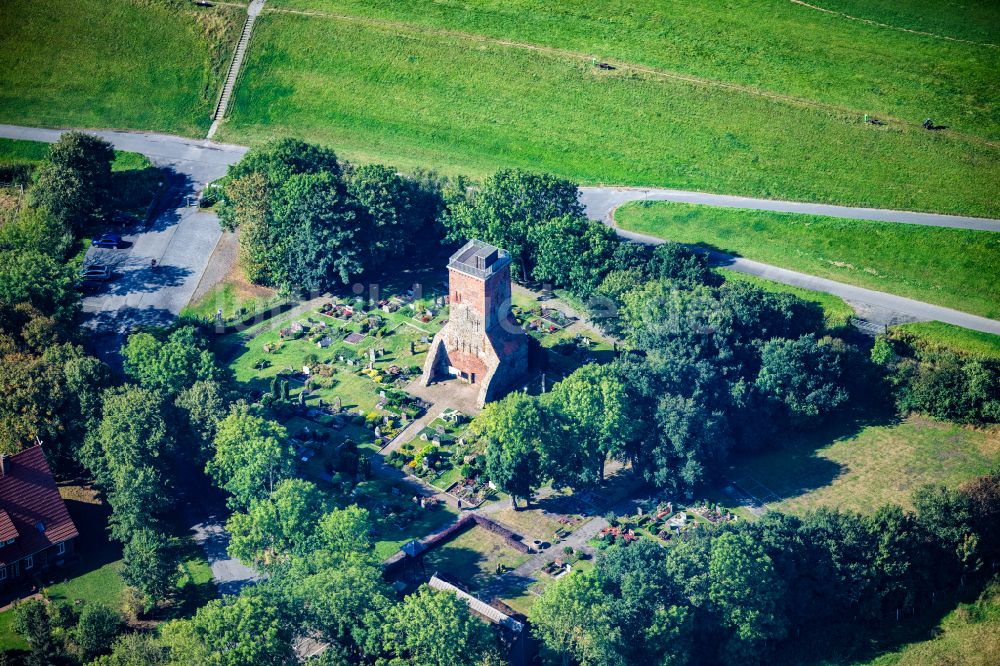 Geestland von oben - Bauwerk des Aussichtsturmes Ochsenturm Am Friedhof in Imsum in Geestland im Bundesland Niedersachsen, Deutschland