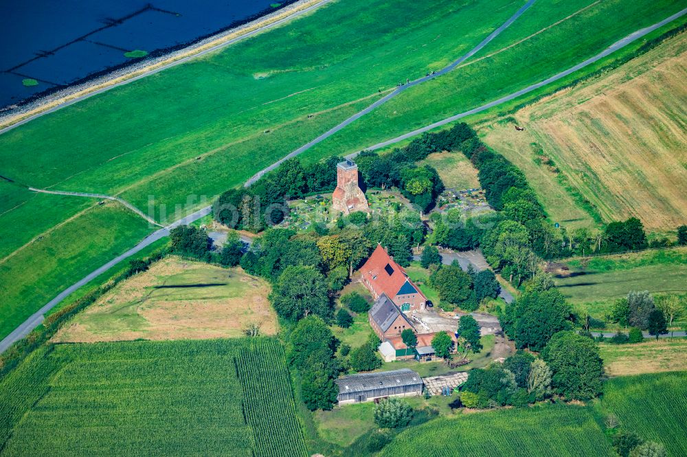 Geestland aus der Vogelperspektive: Bauwerk des Aussichtsturmes Ochsenturm Am Friedhof in Imsum in Geestland im Bundesland Niedersachsen, Deutschland