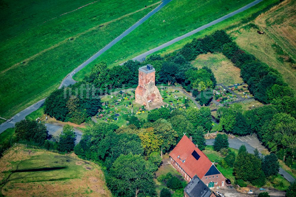 Luftbild Geestland - Bauwerk des Aussichtsturmes Ochsenturm Am Friedhof in Imsum in Geestland im Bundesland Niedersachsen, Deutschland