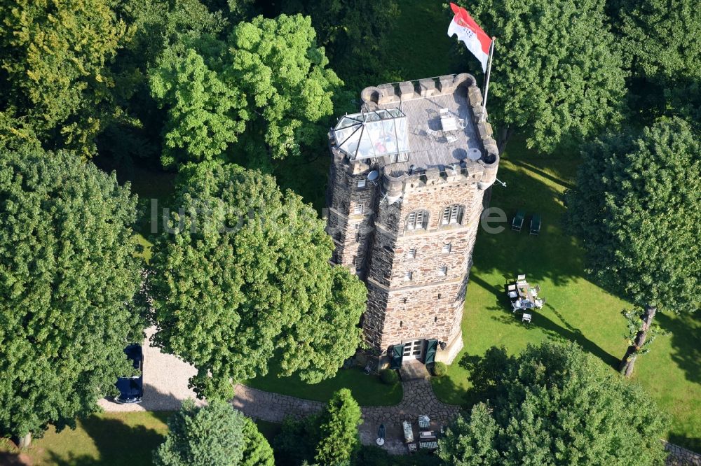 Remagen aus der Vogelperspektive: Bauwerk des Aussichtsturmes Rolandswerth Humboldtturm im Ortsteil Rolandswerth in Remagen im Bundesland Rheinland-Pfalz, Deutschland