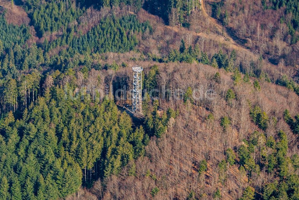 Haslach im Kinzigtal aus der Vogelperspektive: Bauwerk des Aussichtsturmes Uhrenkopfturm in Haslach im Kinzigtal im Bundesland Baden-Württemberg, Deutschland