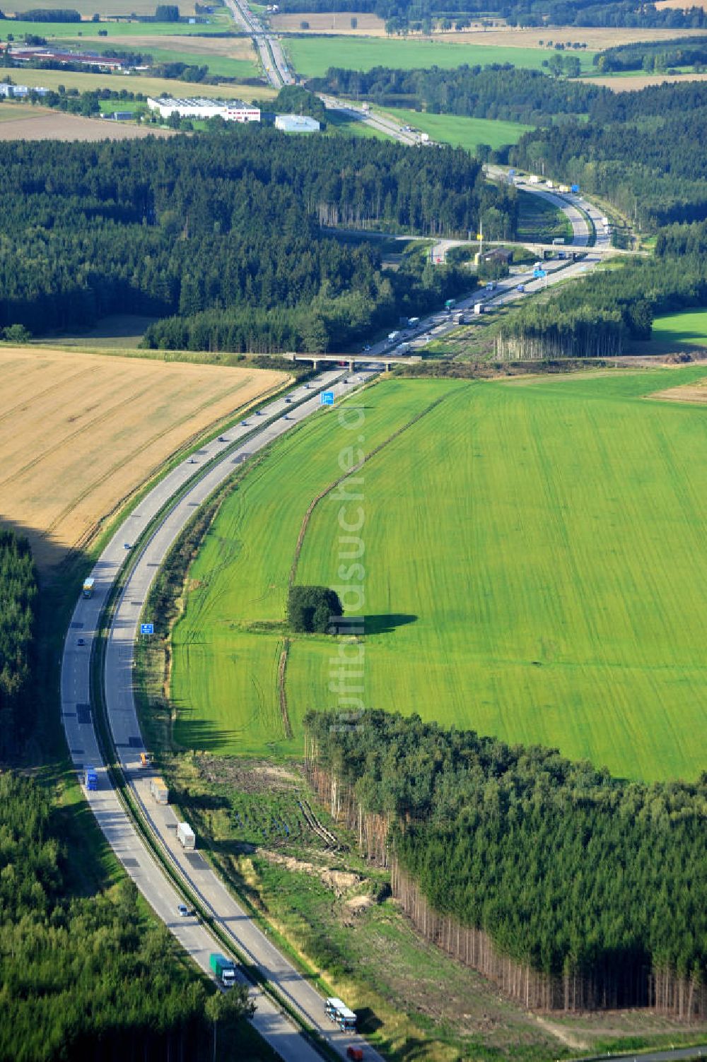 Luftbild Dittersdorf - Bauwerke und Streckenführung der BAB Bundesautobahn A9 bei Dittersdorf in Thüringen