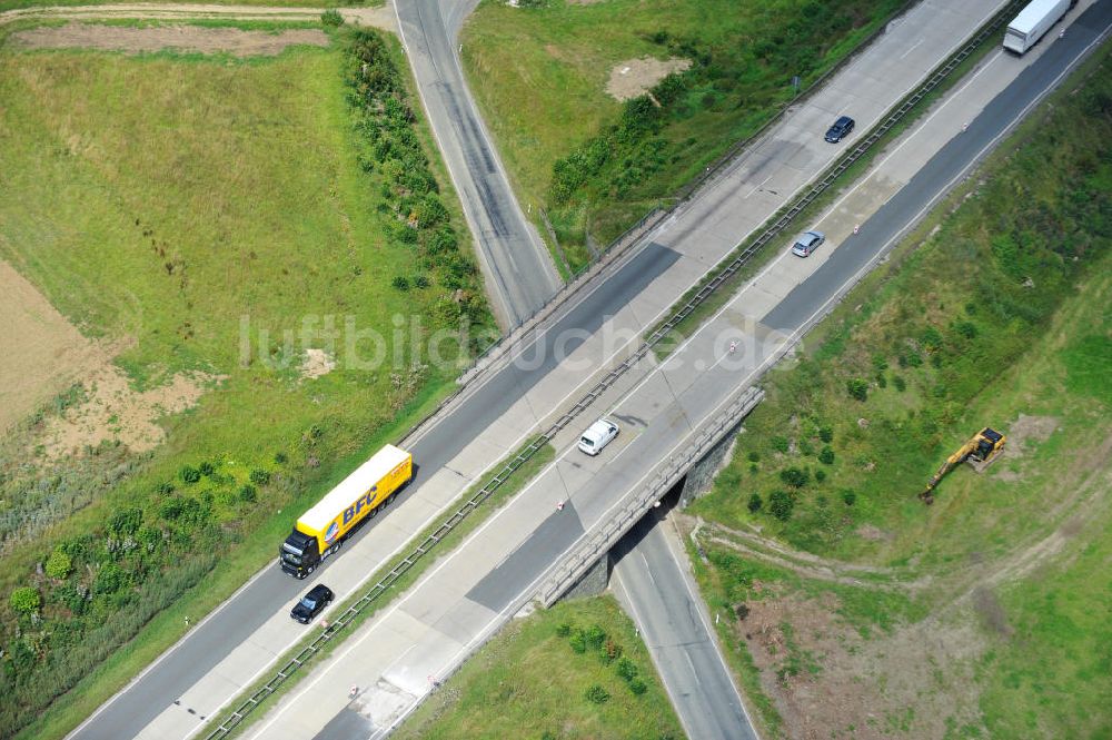 Görkwitz von oben - Bauwerke und Streckenführung der BAB Bundesautobahn A9 bei Görkwitz in Thüringen