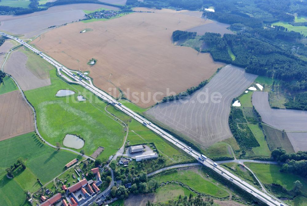 Görkwitz aus der Vogelperspektive: Bauwerke und Streckenführung der BAB Bundesautobahn A9 bei Görkwitz in Thüringen