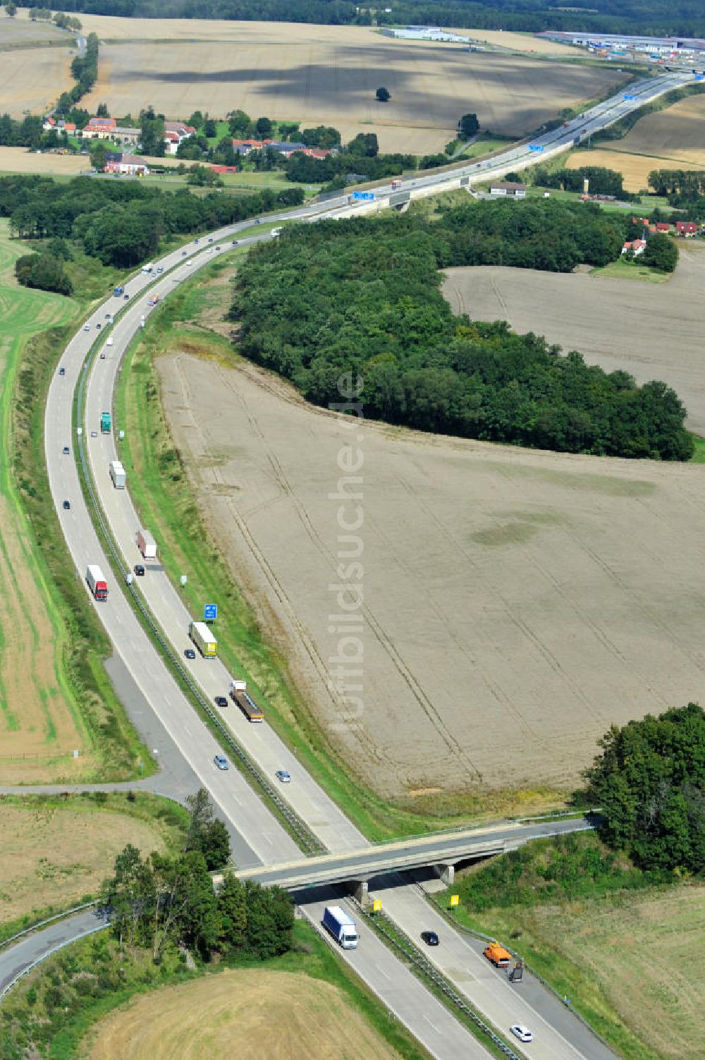 Lemnitz aus der Vogelperspektive: Bauwerke und Streckenführung der BAB Bundesautobahn A9 bei Lemnitz in Thüringen