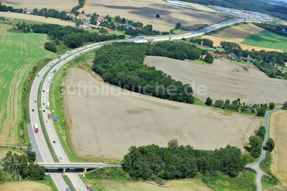 Luftbild Lemnitz - Bauwerke und Streckenführung der BAB Bundesautobahn A9 bei Lemnitz in Thüringen