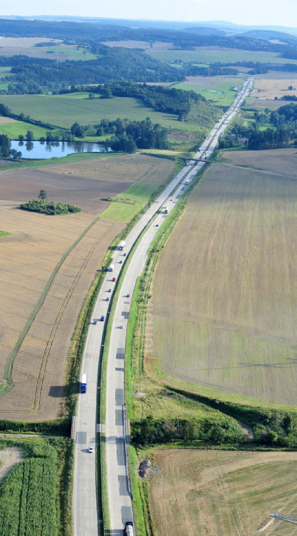 Pahnstangen aus der Vogelperspektive: Bauwerke und Streckenführung der BAB Bundesautobahn A9 bei Pahnstangen in Thüringen