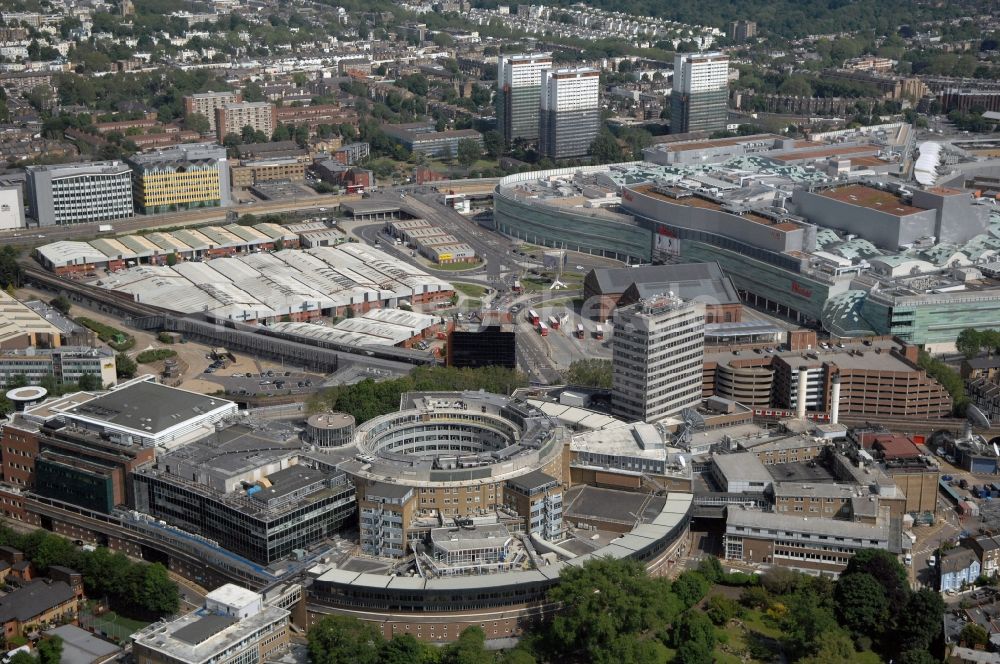 London aus der Vogelperspektive: BBC Televison Centre, dem Hauptsitz der BBC in London