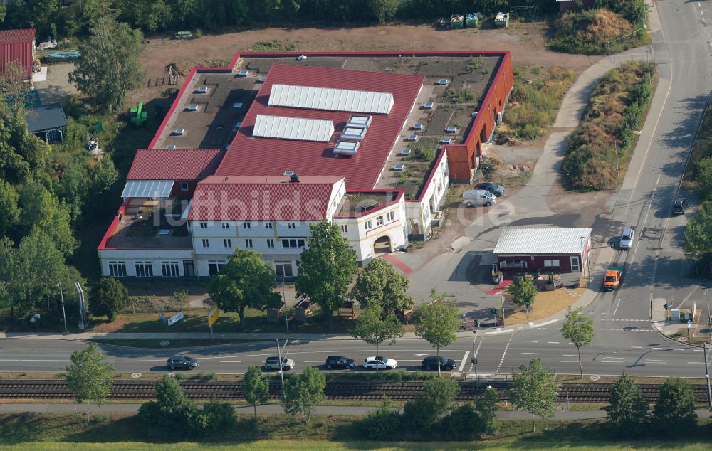 Erfurt von oben - Bäckerei- Neubau- Baustelle Landbäckerei Thieme GmbH im Ortsteil Bindersleben in Erfurt im Bundesland Thüringen, Deutschland