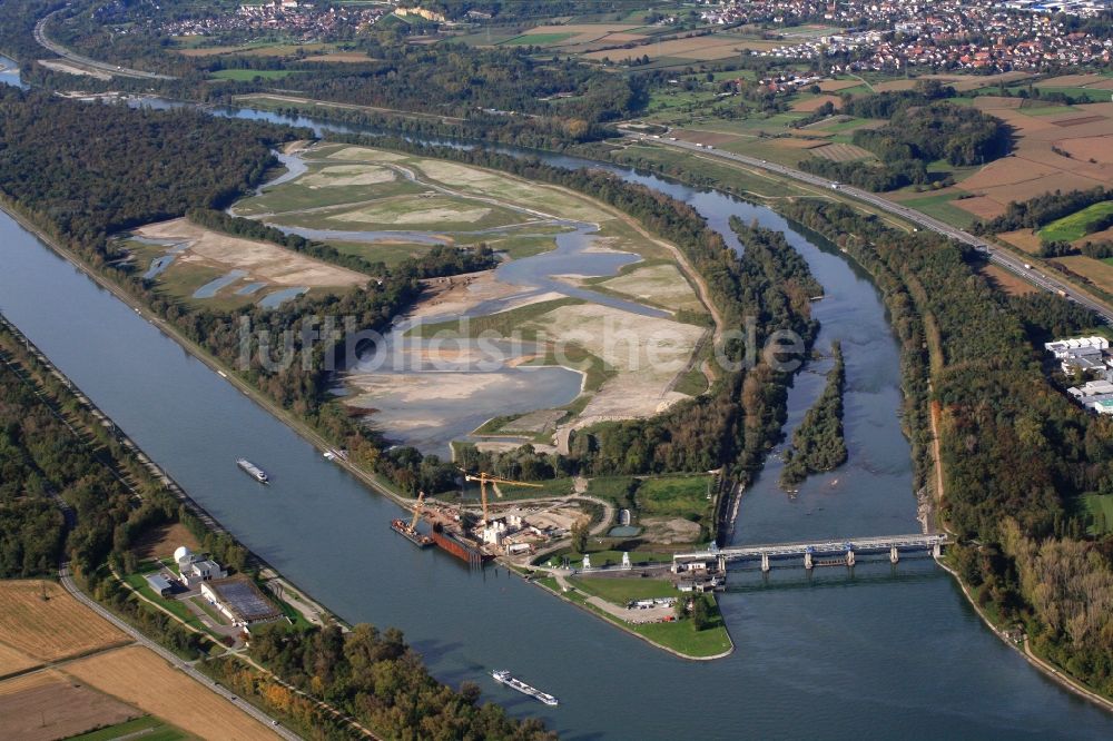 Luftaufnahme Village-Neuf - Begin des Rheinseitenkanals in Village-Neuf in Frankreich