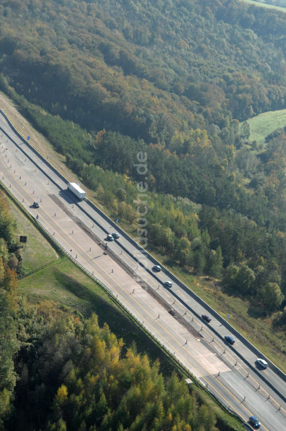 Luftbild Hörschel - Beginn des Bauabschnitts der Nordverlegung A4 an der Werratalbrücke Hörschel