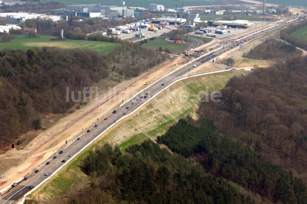 Luftaufnahme Hörschel - Beginn Baustelle A4 an der Werratalbrücke Hörschel