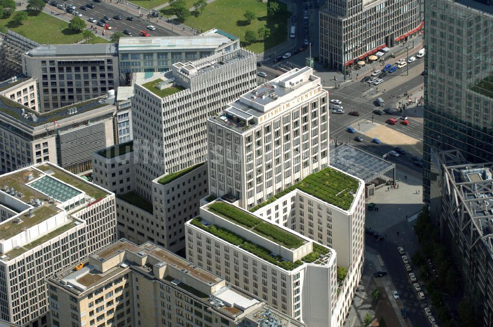 Luftbild Berlin - Beisheim Center am Potsdamer Platz im Berliner Ortsteil Tiergarten