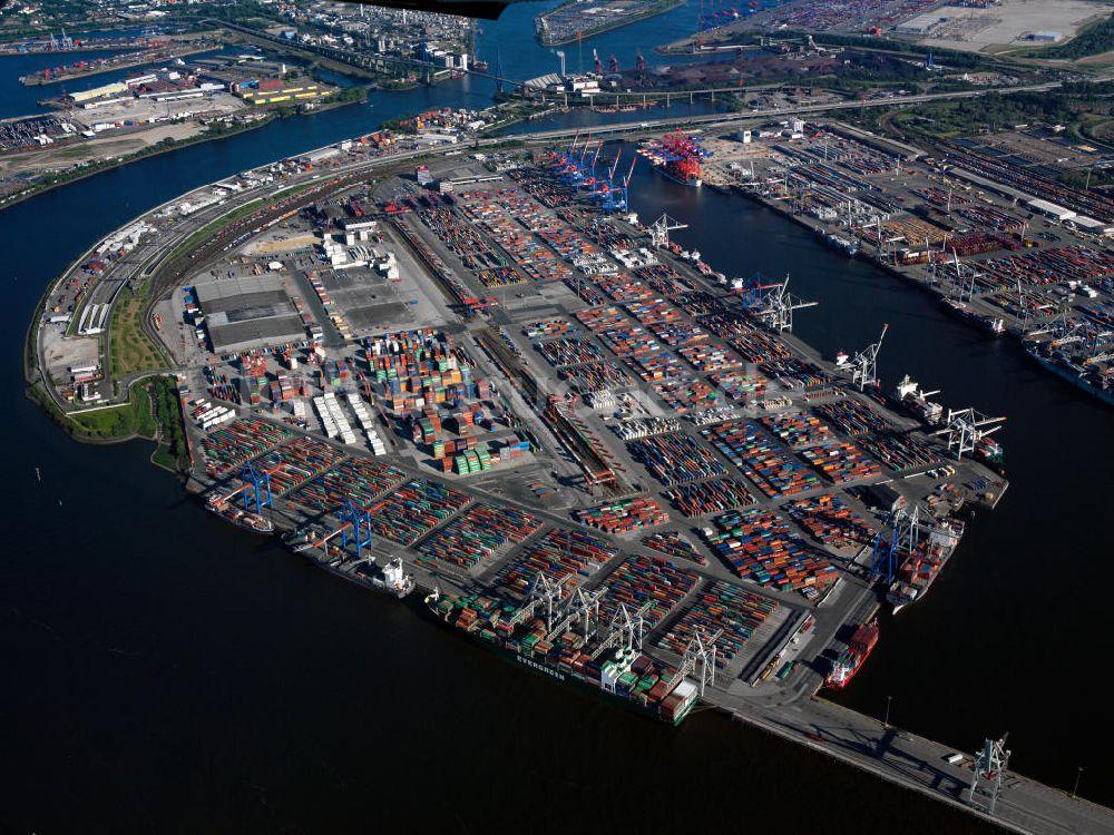 Hamburg aus der Vogelperspektive: Überblick über den Hamburger Hafen (Container)