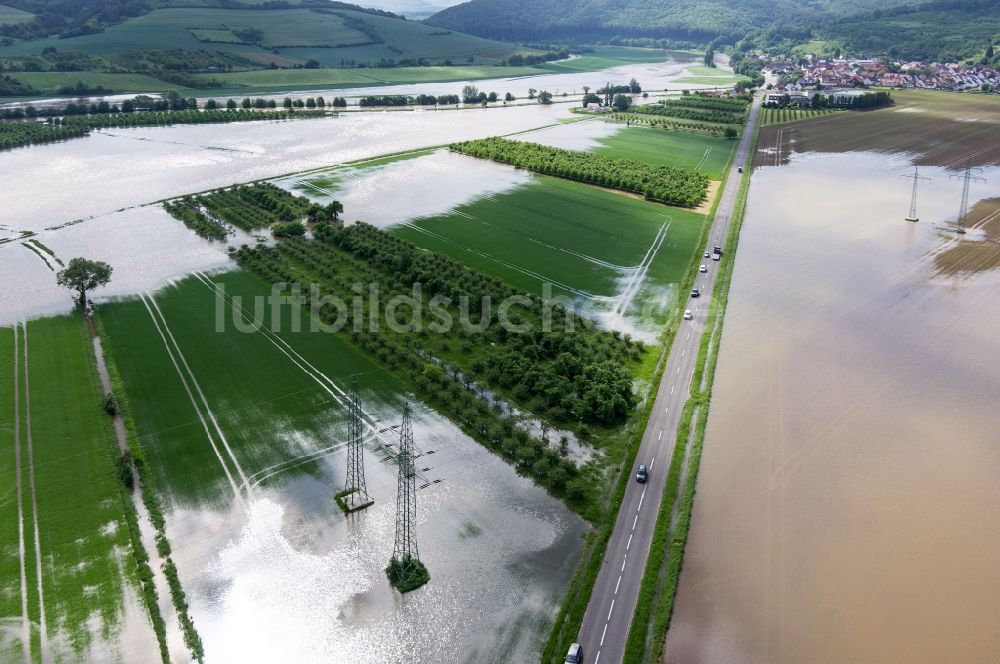 Luftbild Witzenhausen - Überflutete Getreidefelder in Witzenhausen im Bundesland Hessen