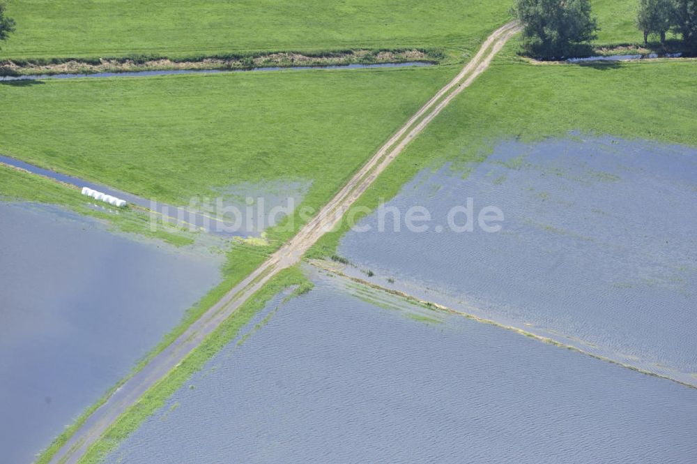 Luftaufnahme Poggelow - Überflutung von Wiesen in Mecklenburg-Vorpommern