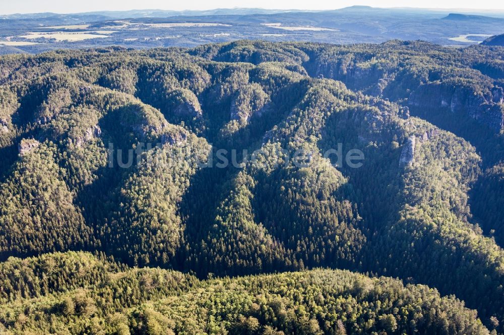 Sächsische Schweiz aus der Vogelperspektive: Berg - Formation in der Sächsischen Schweiz im Bundesland Sachsen