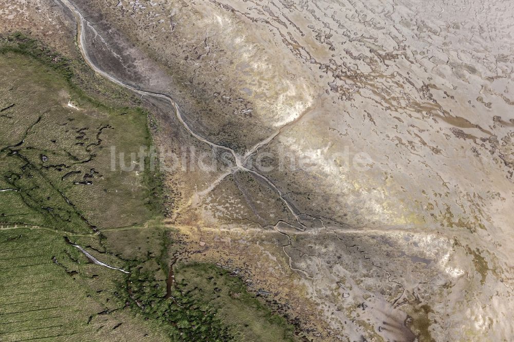 Luftbild Westerhever - Übergang zwischen Salzwiesen und Sandbank westlich Westerhever im Bundesland Schleswig-Holstein