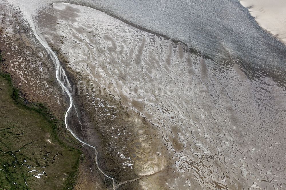 Luftaufnahme Westerhever - Übergang zwischen Salzwiesen und Sandbank westlich Westerhever im Bundesland Schleswig-Holstein