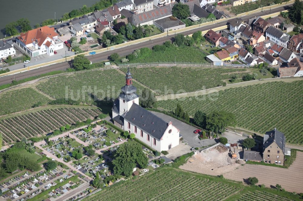 Luftbild Nierstein - Bergkirche über Nierstein, Verbandsgemeinde Oppenheim-Nierstein im Bundesland Rheinland-Pfalz