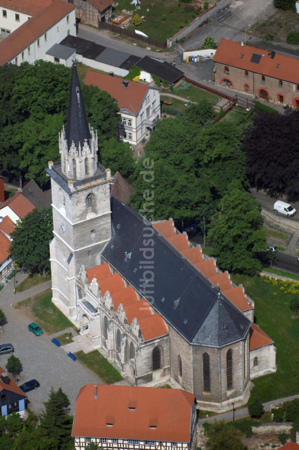 Bad Langensalza von oben - Bergkirche St. Stephani in Bad Langensalza