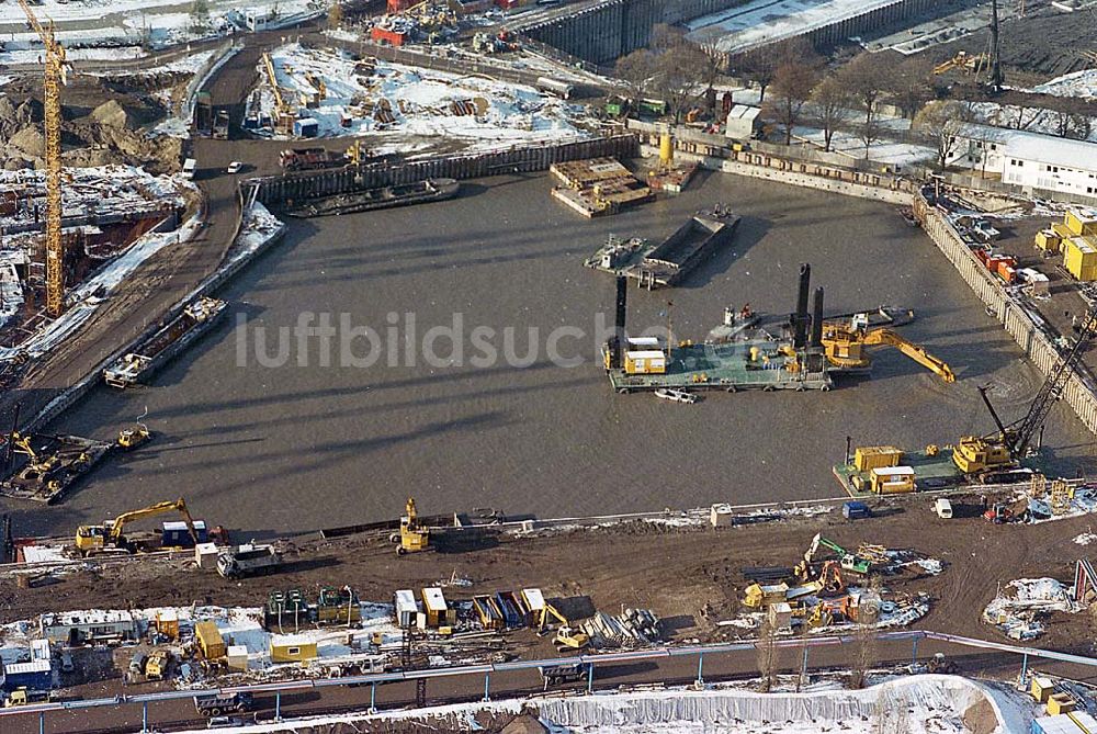 Luftaufnahme Berlin Mitte - 22.11.1995 Berlin, Baustelle am Porsdamer Platz (Winter)