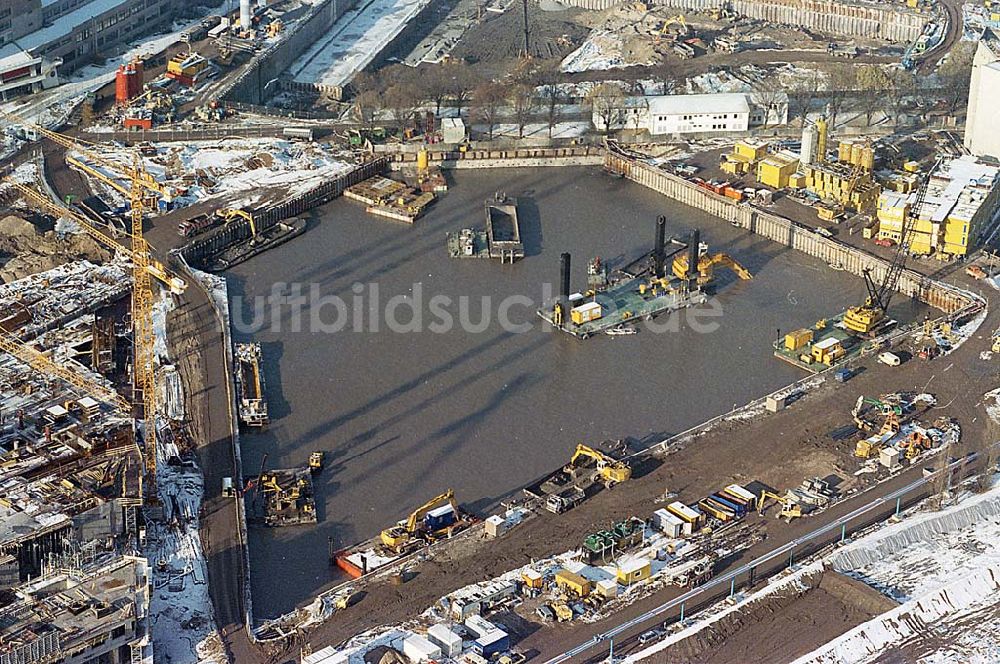 Berlin Mitte von oben - 22.11.1995 Berlin, Baustelle am Porsdamer Platz (Winter)