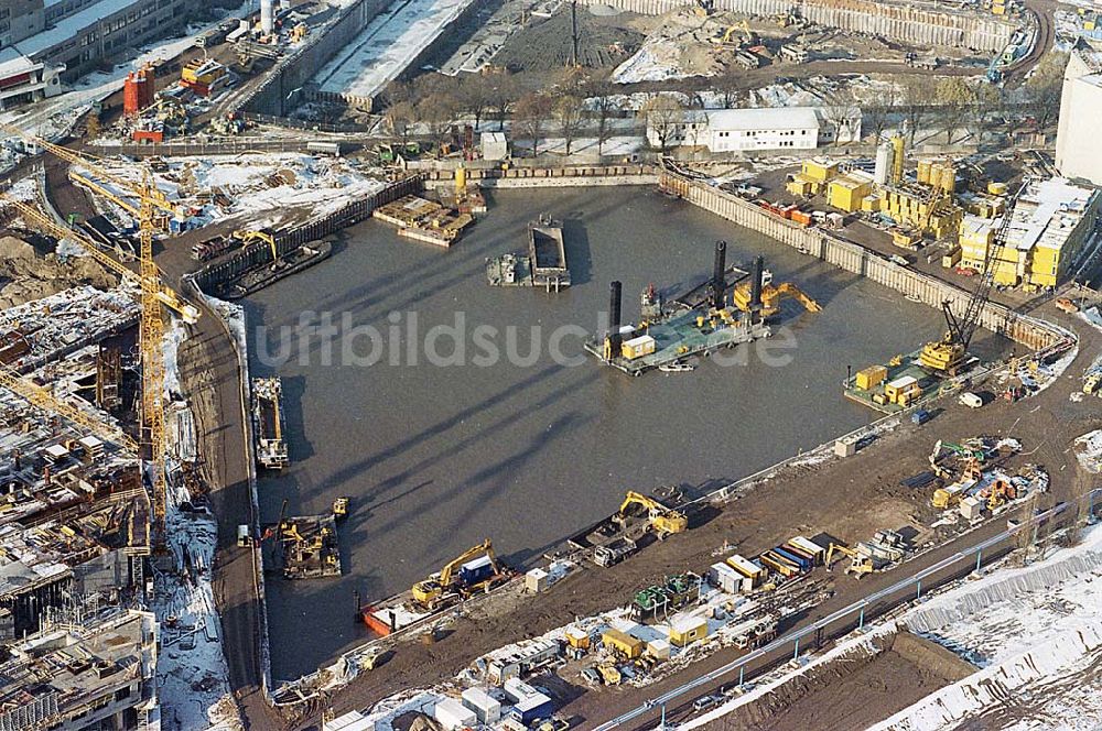 Luftbild Berlin Mitte - 22.11.1995 Berlin, Baustelle am Porsdamer Platz (Winter)