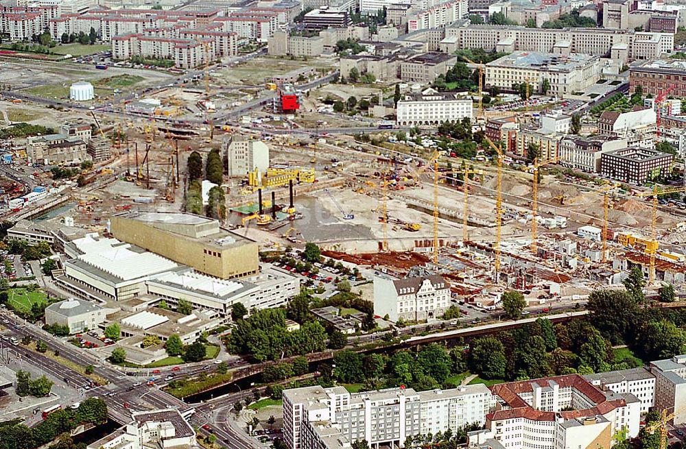 Luftaufnahme Berlin Mitte - 06.09.1995 Berlin, Baustelle am Potsdamer Platz