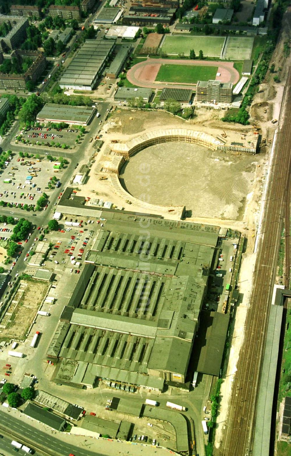 Luftaufnahme Berlin Friedrichshain - 24.05.94 Berlin Friedrichshain, Velodrom