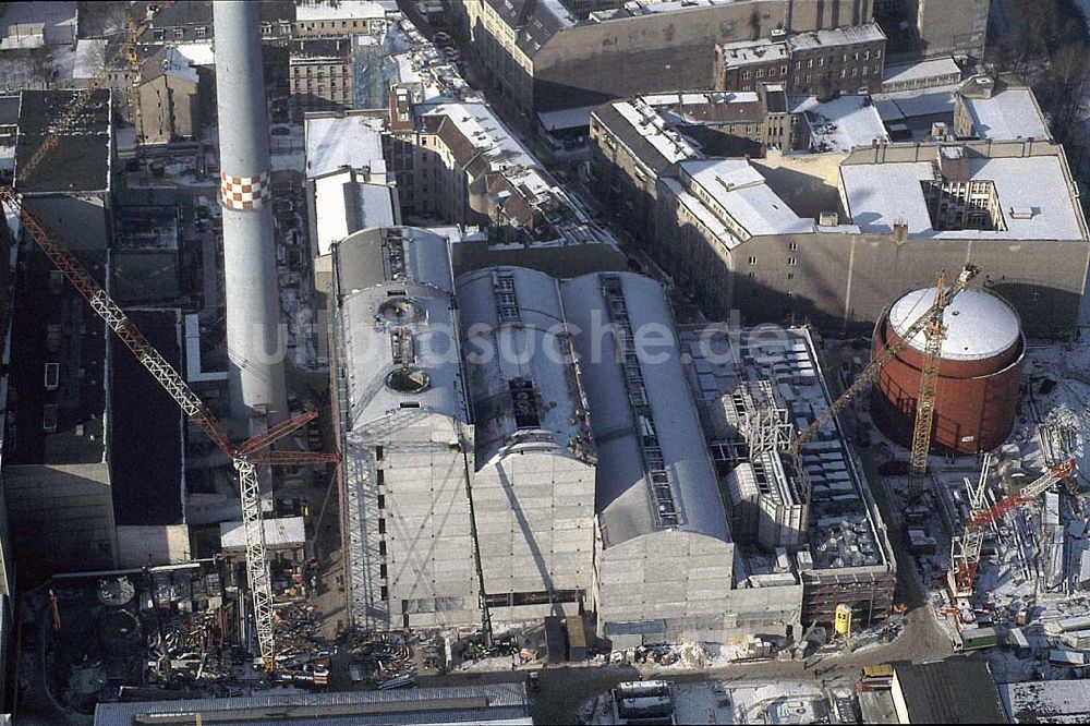 Luftbild Berlin Mitte - 20.12.1995 Berlin, Kraftwerkbau S-Bahnhof Jannowitzbrücke