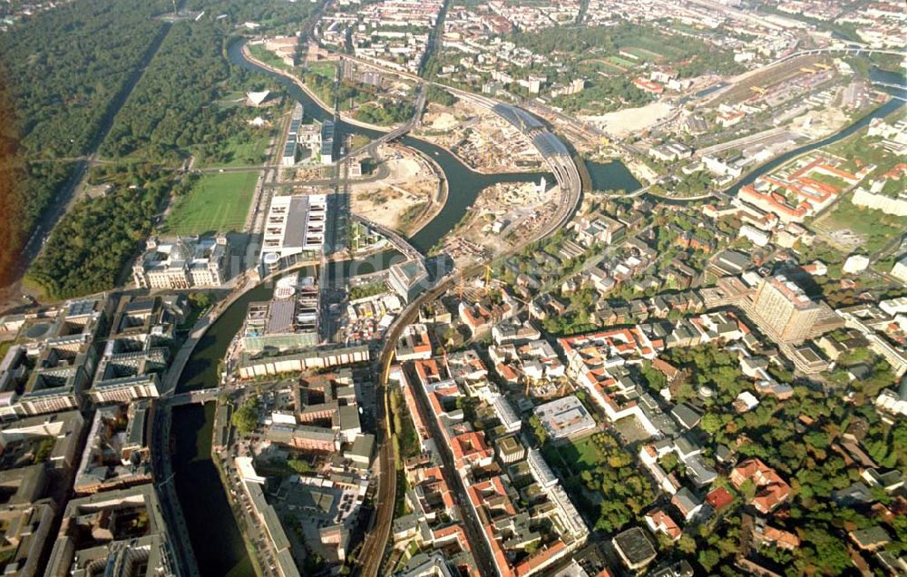 Berlin von oben - Berlin Stadtansicht Spreebogen am Kanzleramt, Lehrter Bahnhof, Charitee, Siegesseule, Reichstag, Kongresshalle, Tiergarten, Büro und Geschäftshaus in Berlin - Mitte, Reinhardstr / Ecke Albrechtstraße Ein Projekt der Kilian Projektmanagement, Fasanenst