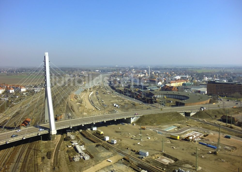 Luftbild Halle (Saale) - Berliner Brücke in Halle (Saale) im Bundesland Sachsen-Anhalt