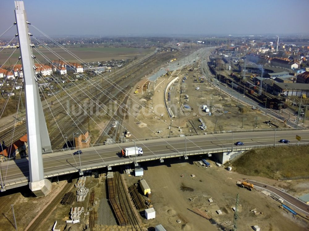 Luftbild Halle (Saale) - Berliner Brücke in Halle (Saale) im Bundesland Sachsen-Anhalt