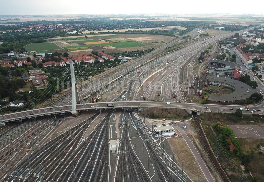 Luftbild Halle (Saale) - Berliner Brücke in Halle (Saale) im Bundesland Sachsen-Anhalt