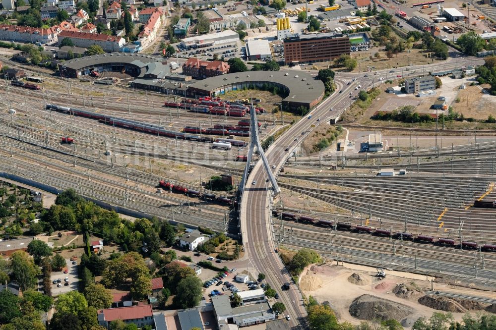 Luftaufnahme Halle (Saale) - Berliner Brücke in Halle (Saale) im Bundesland Sachsen-Anhalt