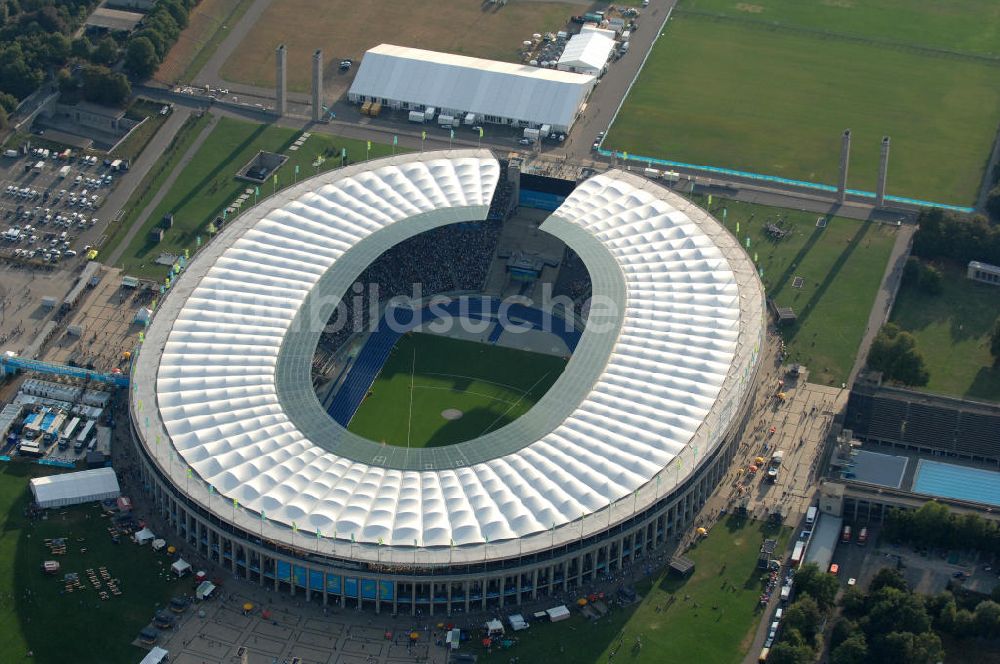 Berlin aus der Vogelperspektive: Berliner Olympiasradion, am letzten Tag der Leichtathletik WM 2009