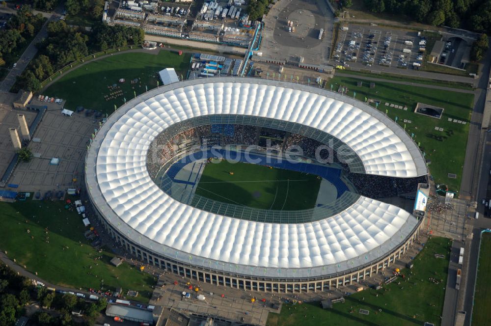 Berlin aus der Vogelperspektive: Berliner Olympiasradion, am letzten Tag der Leichtathletik WM 2009