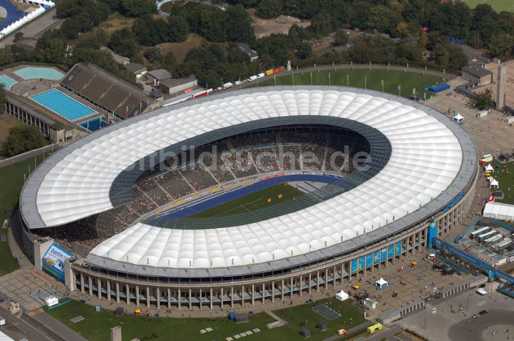 Luftaufnahme Berlin - Berliner Olympiasradion, am Tag Eröffnung der Leichtathletik WM 2009