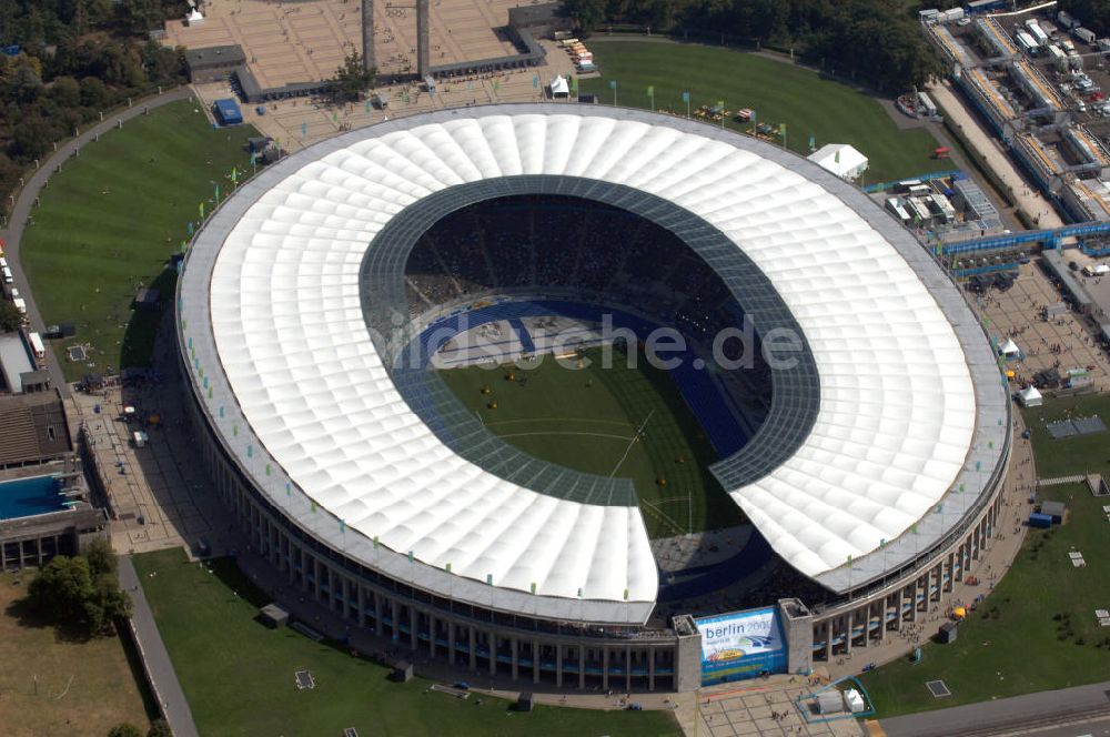 Luftaufnahme Berlin - Berliner Olympiasradion, am Tag Eröffnung der Leichtathletik WM 2009