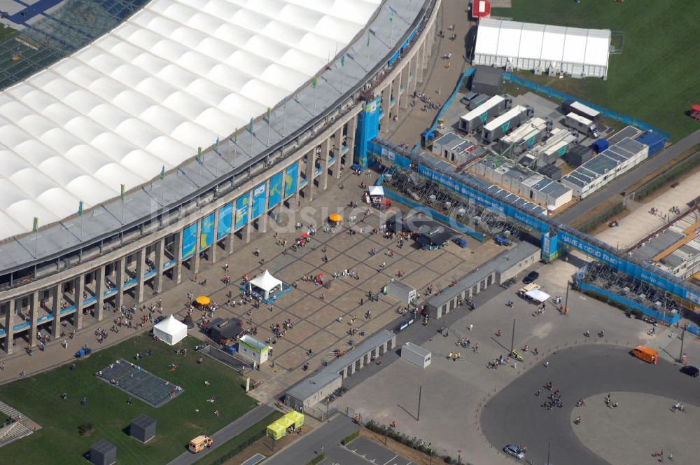 Luftaufnahme Berlin - Berliner Olympiasradion, am Tag Eröffnung der Leichtathletik WM 2009