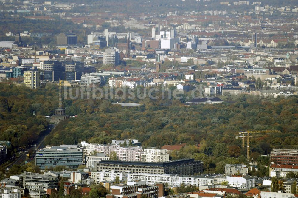 Luftaufnahme Berlin - Berliner Tiergarten zwischen der Straße des 17. Juni und dem Lützowufer