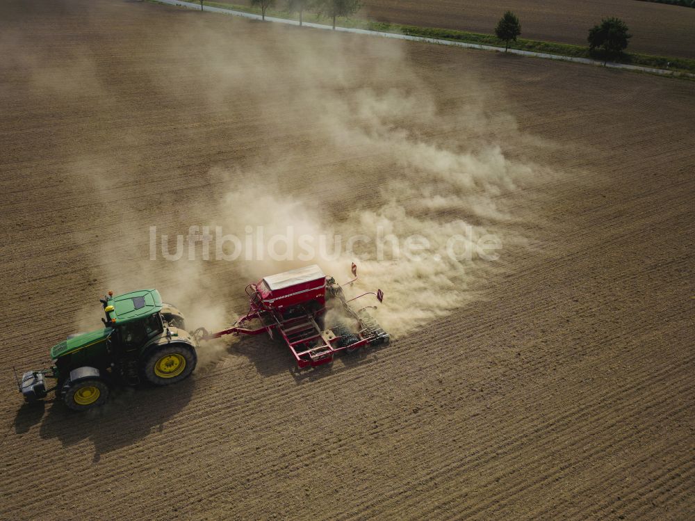 Luftaufnahme Dohma - Bestellung landwirtschaftlicher Felder in Dohma im Bundesland Sachsen, Deutschland