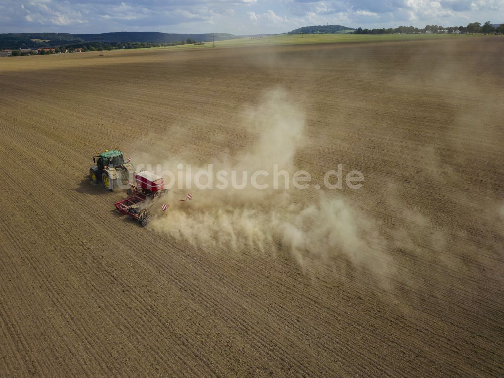 Dohma von oben - Bestellung landwirtschaftlicher Felder in Dohma im Bundesland Sachsen, Deutschland