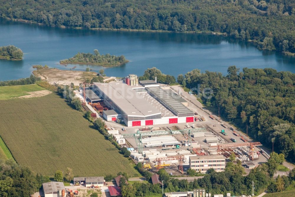 Luftaufnahme Linkenheim-Hochstetten - Beton- und Baustoffmischwerk in Linkenheim-Hochstetten im Bundesland Baden-Württemberg, Deutschland