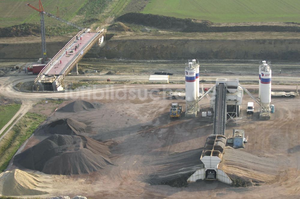 Luftbild Neukirchen - Betonwerk der EUROVIA bei Neukirchen an der BAB A 4 - Umfahrung Hörselberge in Thüringen bei Eisenach