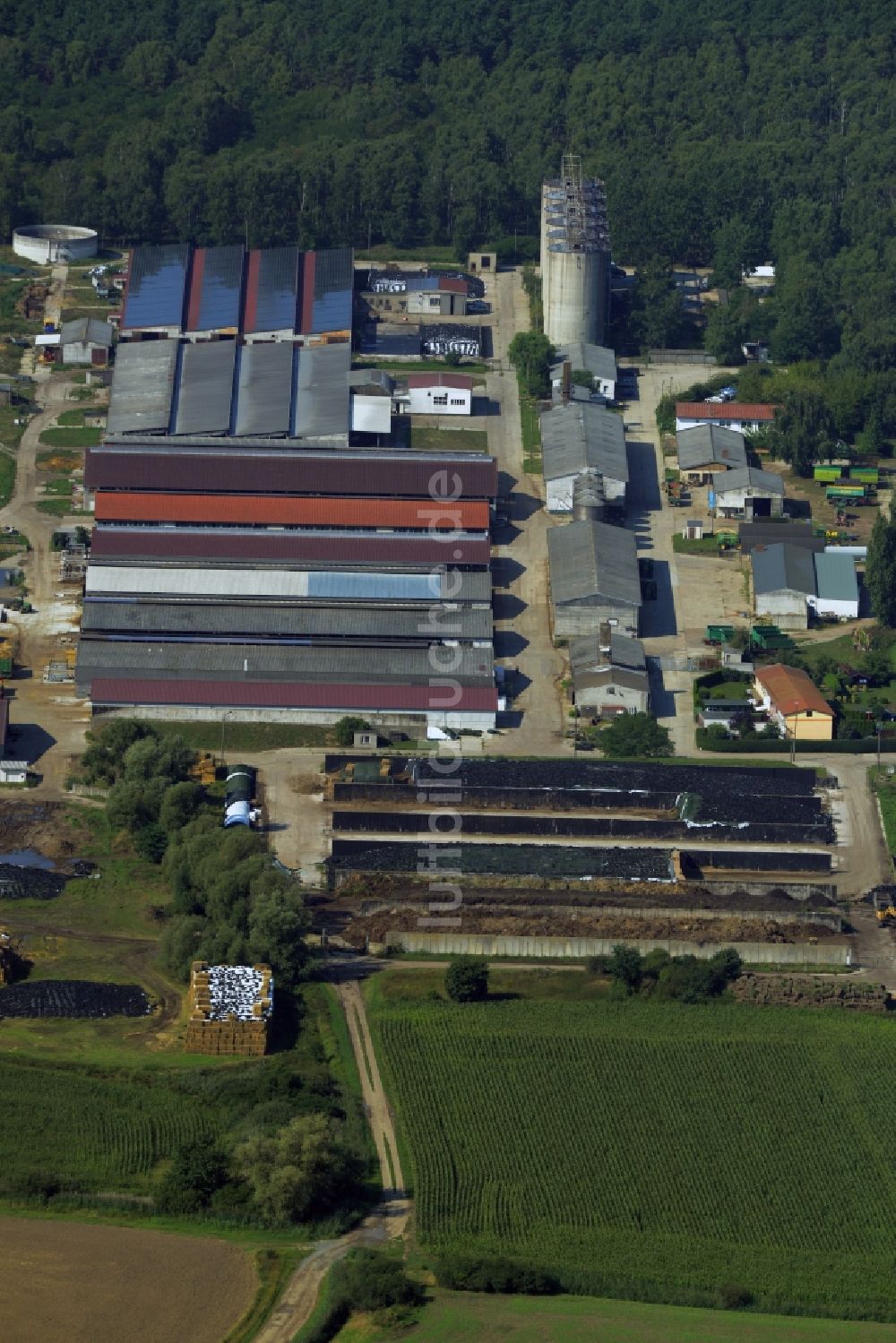 Luftaufnahme Lutherstadt Wittenberg - Betriebshof der Agrargenossenschaft Elbniederung Eutzsch e.G. in Lutherstadt Wittenberg im Bundesland Sachsen-Anhalt