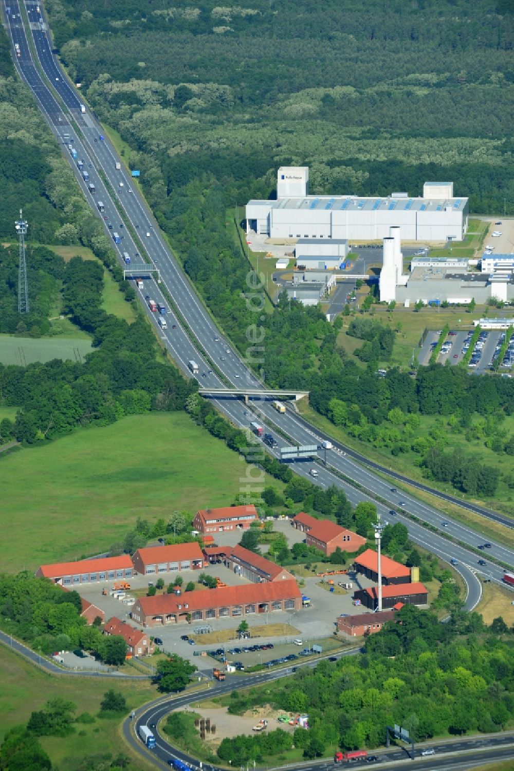 Rangsdorf von oben - Betriebshof der Autobahnmeisterei Rangsdorf in Rangsdorf im Bundesland Brandenburg